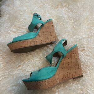 BP Nordstrom Stylish Turquoise Wedge Sandals